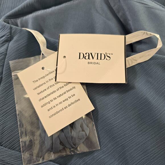 David's Bridal Dress Women's 16 Blue Strapless Mini Ruffles Bridesmaid Prom NWT - Picture 7 of 16